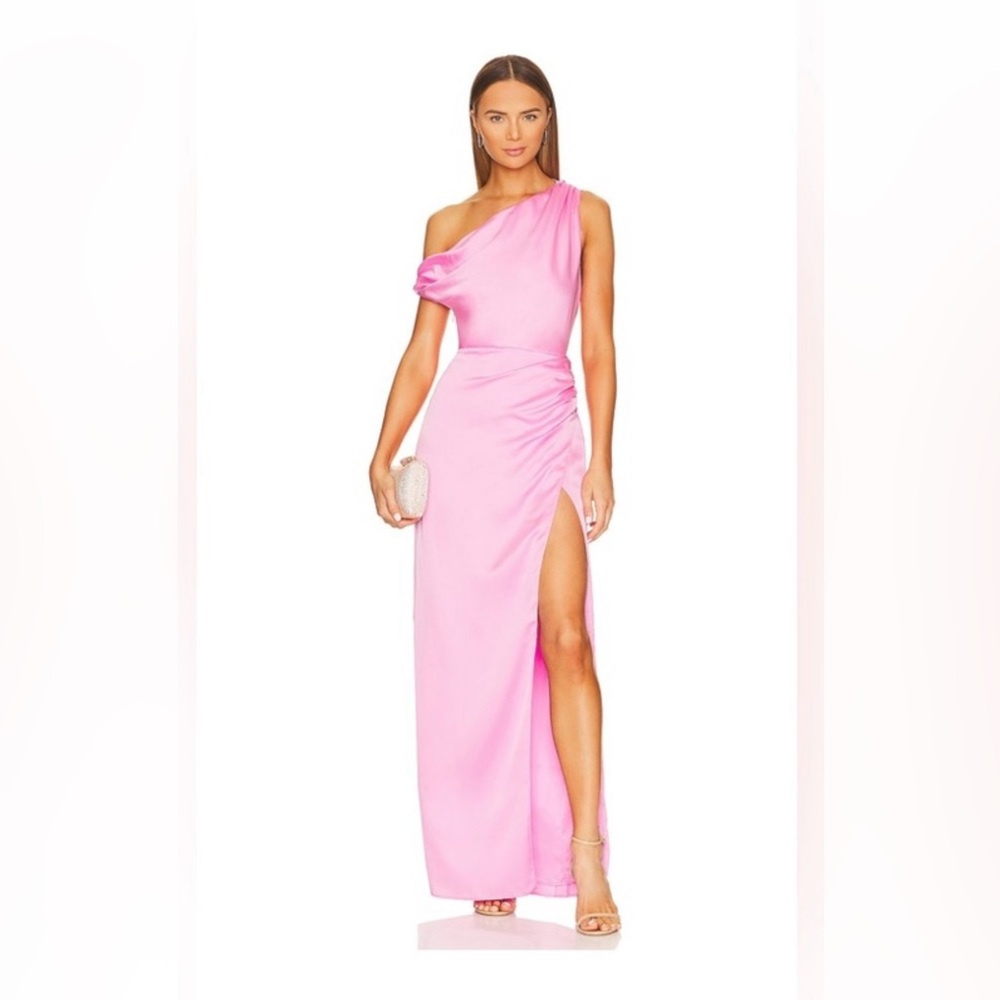 REVOLVE satin pink maxi dress
